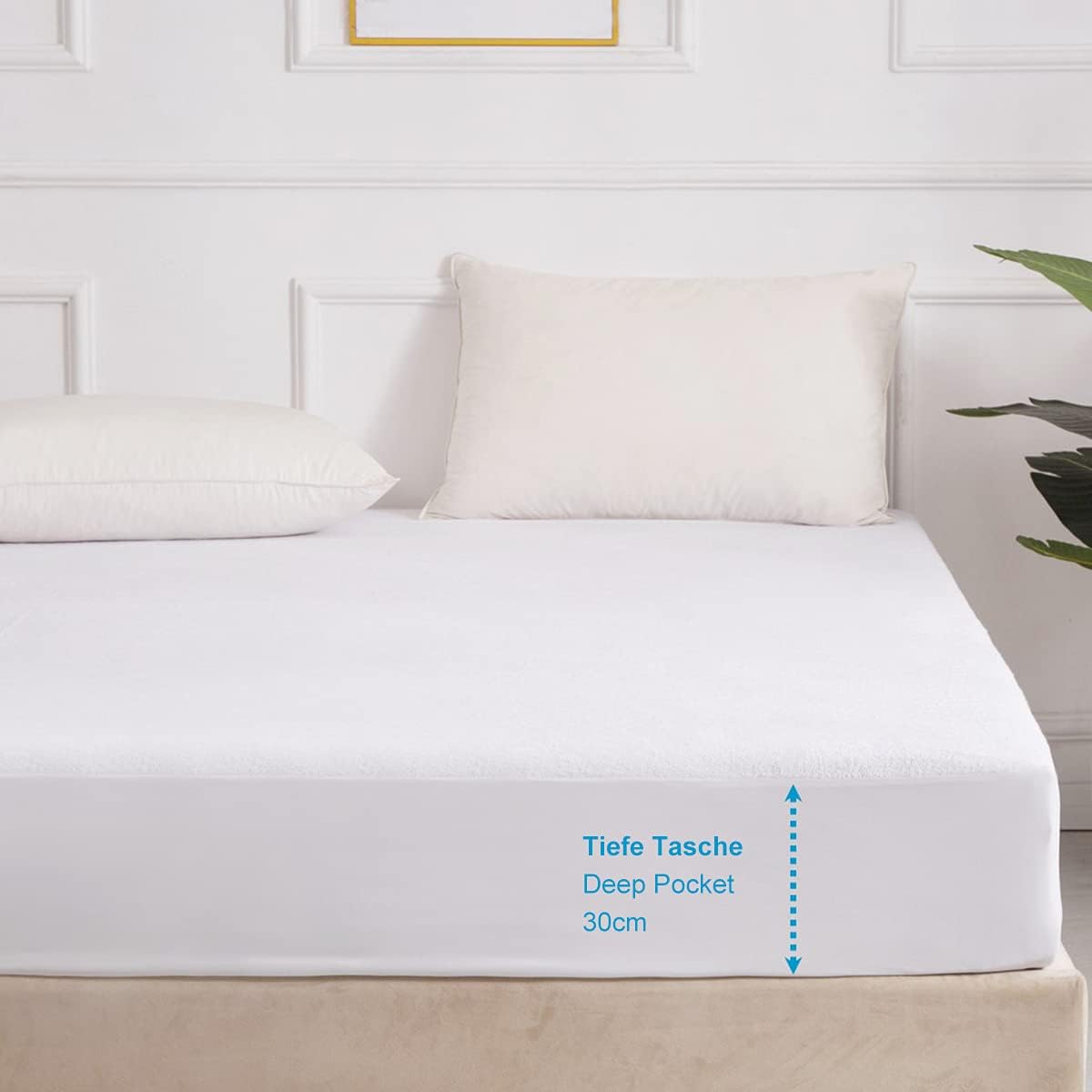 Terry Mattress Protector - Low Noise Waterproof Breathable Mattress Cover with Deep Pockets