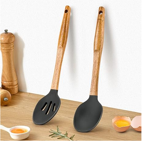 Silicone Cooking Spoon, Non-Stick Solid Heat Resistant Kitchen Utensils