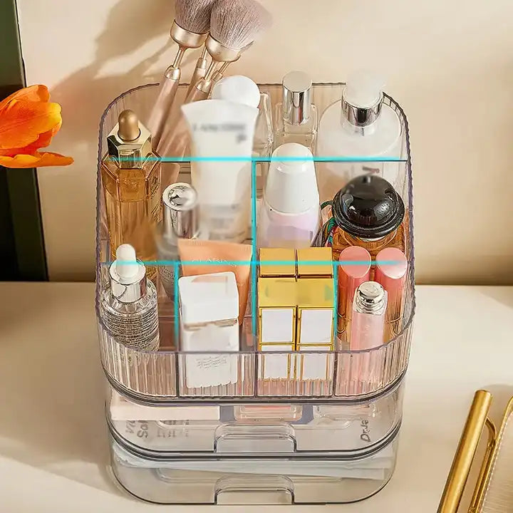 Multi-Function Beauty Bathroom Makeup Organizer Storage Case For Vanity With Drawers