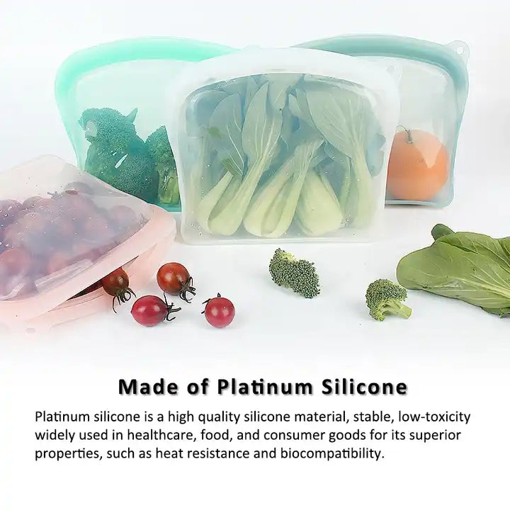 Reusable Eco Friendly Food Storage Zip Lock Silicone Food Bags