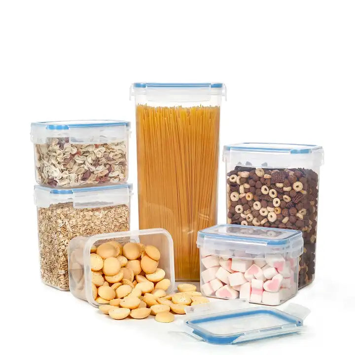 Plastic Food Storage Container Sets With Lid Stackable Kitchen Food Box Airtight Storage Jars