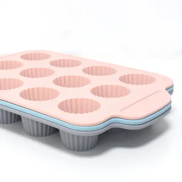 12 Caves Easy clean Odorless Oven Strong Cake Maker Silicone Muffin Pan Silicone Baking Mold Tray