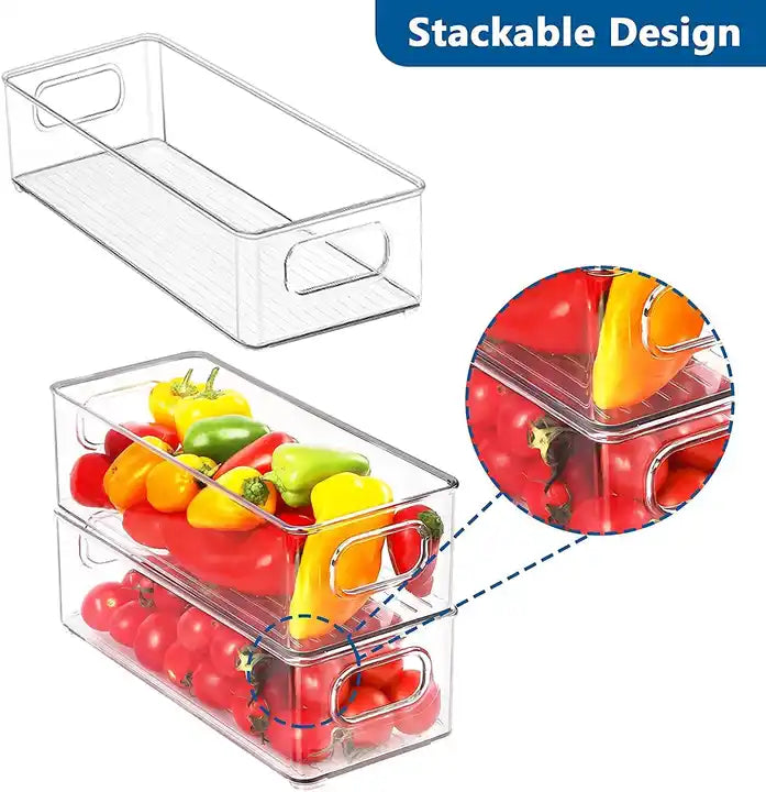 Transparent Fridge Storage Containers For Fruits And Vegetable Stackable Storage Boxes Kitchen Organizer