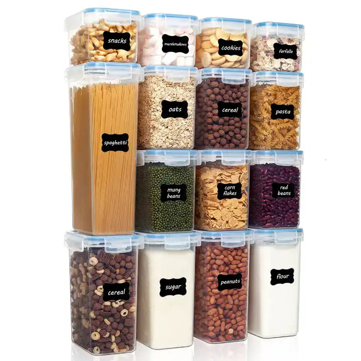 Plastic Food Storage Container Sets With Lid Stackable Kitchen Food Box Airtight Storage Jars