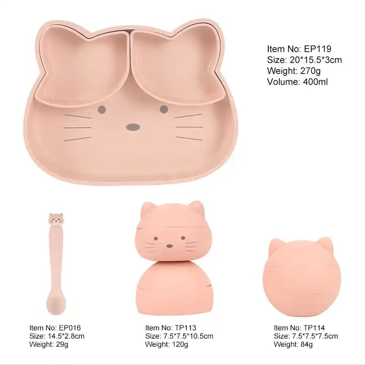 Baby Feeding Set Made of Food-grade Silicone With Free Design Suitable for Cat Toys