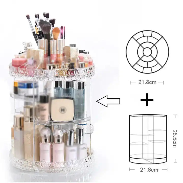 Makeup Organizer Adjustable Multi-Function Acrylic Beauty Cosmetic Storage 360 Rotating Makeup Organizer