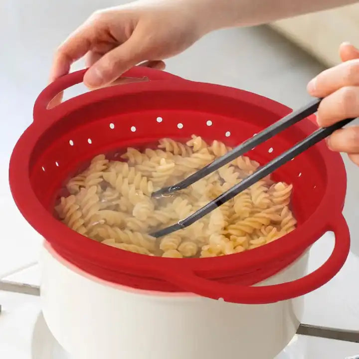 Food Colander Silicone Drain Basket Silicone Colander Strainer With Extend