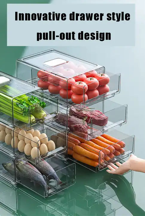 PET fruit and vegetable egg sorti Drawer style With drainage board refriger ato can be stacked with kitchen thickened