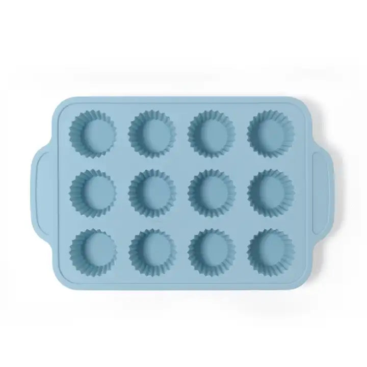 12 Caves Easy clean Odorless Oven Strong Cake Maker Silicone Muffin Pan Silicone Baking Mold Tray