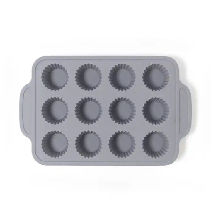 12 Caves Easy clean Odorless Oven Strong Cake Maker Silicone Muffin Pan Silicone Baking Mold Tray