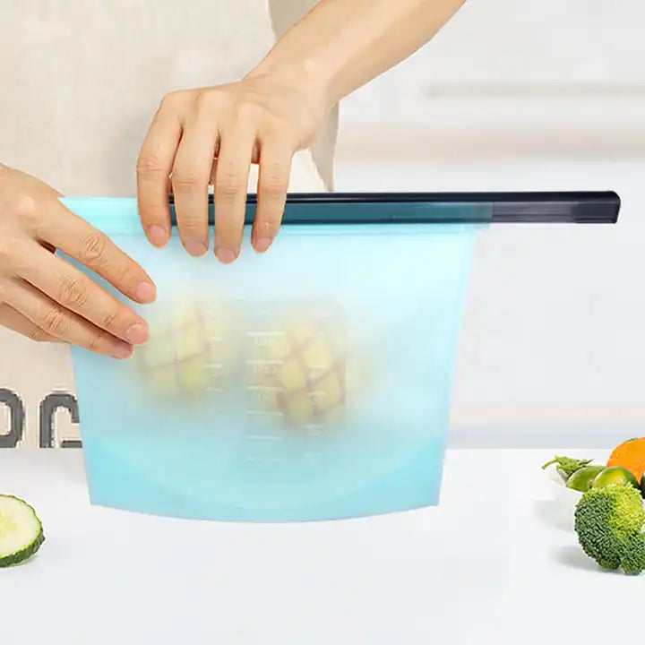 Reusable Silicone Snack Bags Silicone Freezer Microwave Safe Airtight Fresh Bag Food Storage Bags