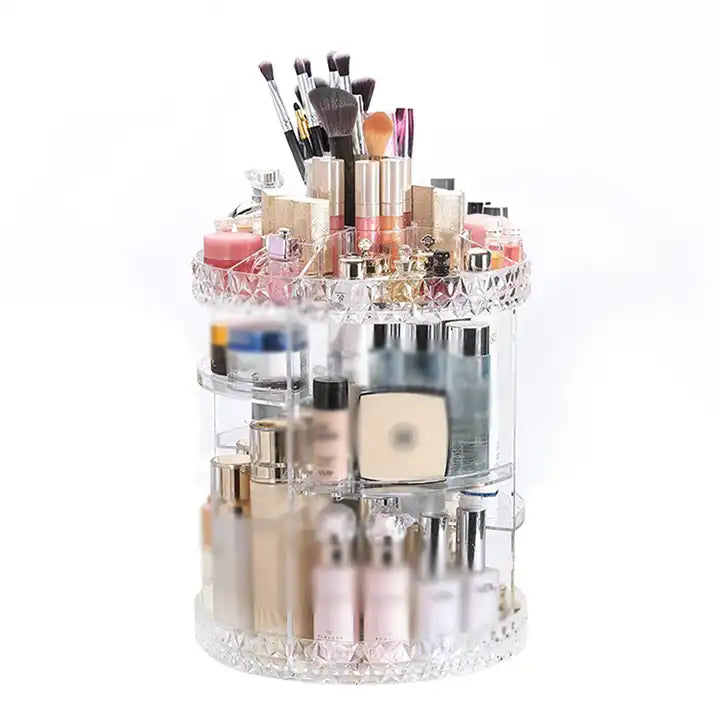 Makeup Organizer Adjustable Multi-Function Acrylic Beauty Cosmetic Storage 360 Rotating Makeup Organizer